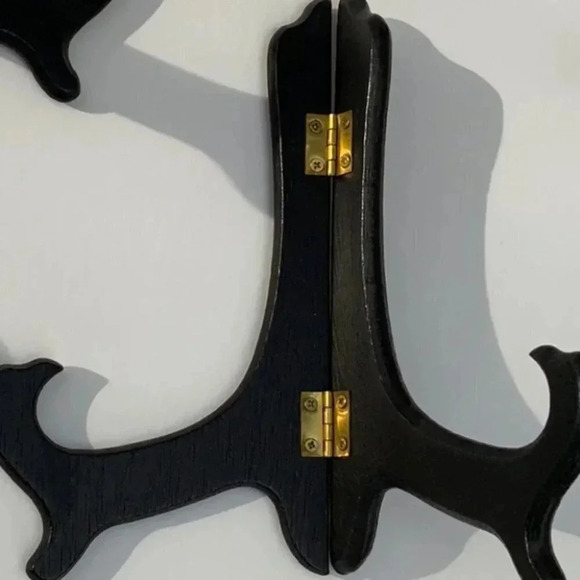 2/$30 Painted Wooden Plate Stand Brass Hinges - Picture 5 of 9